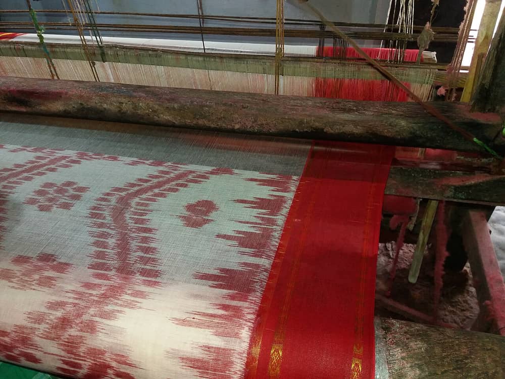 Ikat Cotton Stole — Madder Red